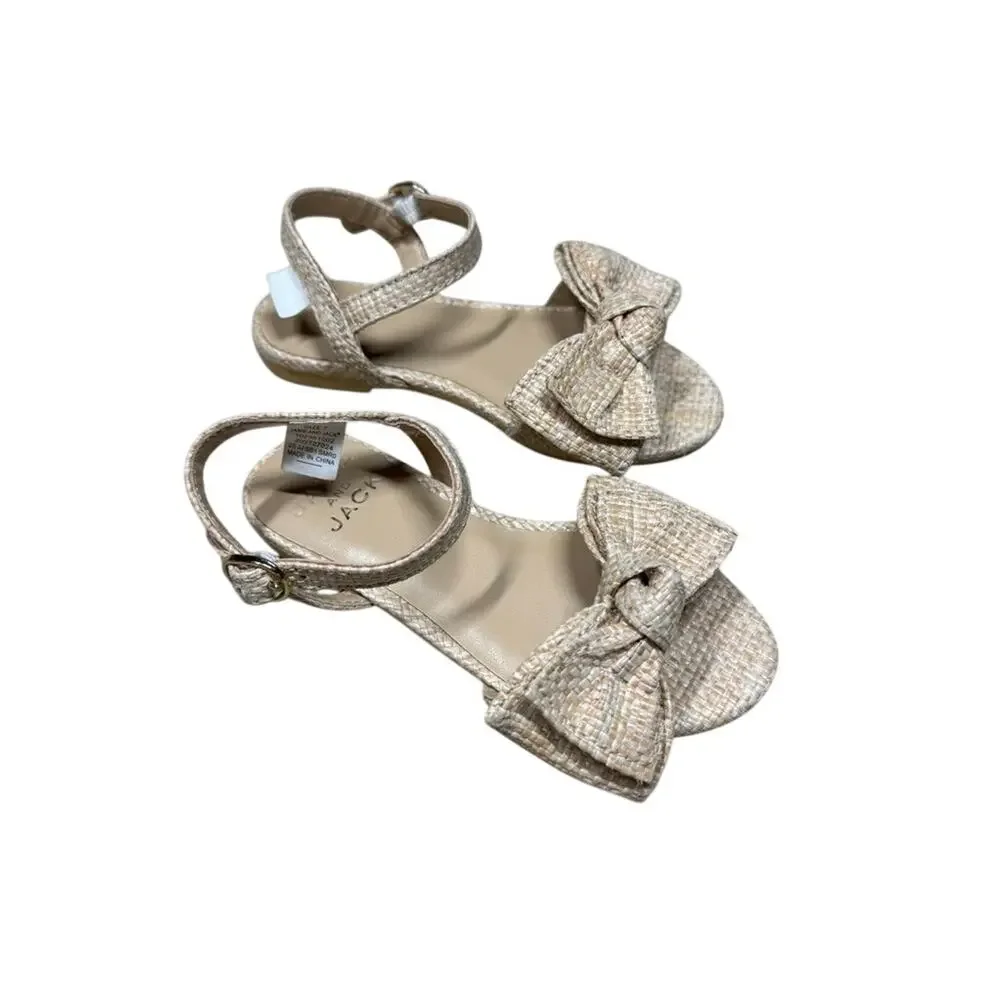Janie and Jack Woven Straw Bow Ankle Strap Sandals Toddler Girls Size 7